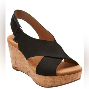 Clarks Artisan Black Wedge size 8